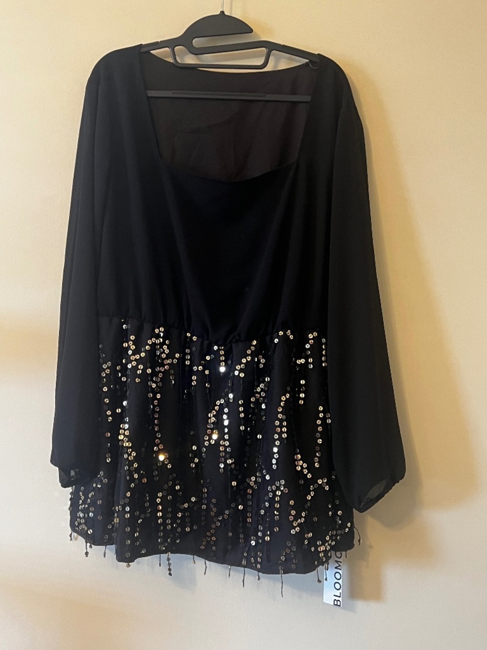 Bloomchic Size 18-20 Pullover Sequin Fringe Tunic Blouse